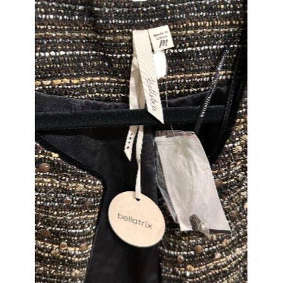 NWT blazer jacket womens Black Tweed embellished Bellatrix size medium - Picture 3 of 6